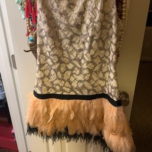 Sequin and feather top